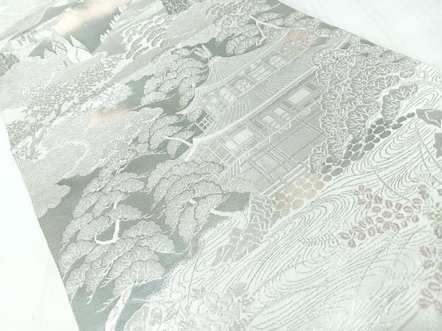 平和屋着物◎六通柄袋帯　西山風情　プラチナ箔　正絹　逸品　CABJ7986nb