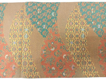 平和屋着物◎九寸開き名古屋帯　草花文　正絹　逸品　CABJ7987nb