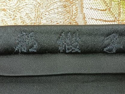 平和屋着物◎六通柄袋帯　唐織　都緞子　黒地　金銀糸　正絹　逸品　CABJ7999nb