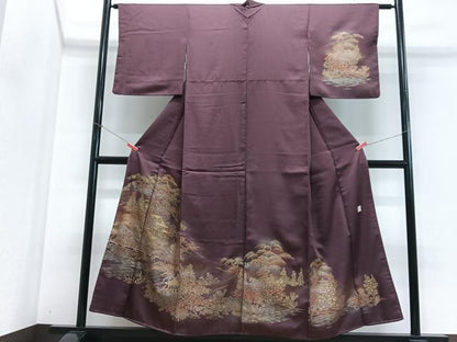 平和屋着物■訪問着　作家物　風景文　暈し染め　金彩　正絹　逸品　CABJ8012xe