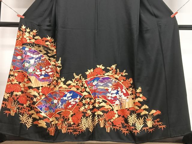 平和屋着物■豪華黒留袖　駒刺繍　地紙吉祥花文　金彩　正絹　逸品　CABJ8018xe