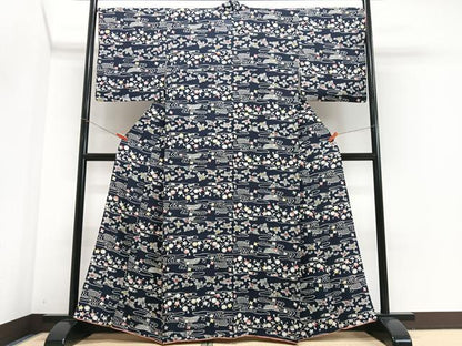 平和屋着物■上質な小紋　流水草花文　正絹　逸品　CABJ8021xe