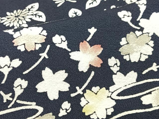 平和屋着物■上質な小紋　流水草花文　正絹　逸品　CABJ8021xe