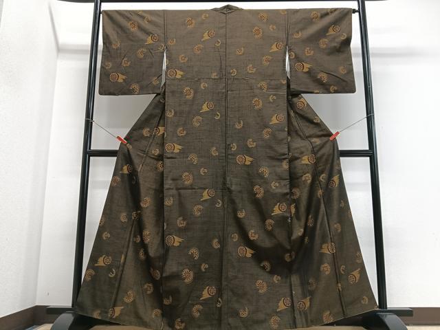 平和屋着物■上質な紬　花絵皿文　正絹　逸品　CABJ8023xe