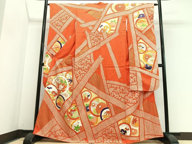 平和屋着物■豪華振袖　駒刺繍　絞り　花丸文　金彩　正絹　逸品　CABJ8027xe