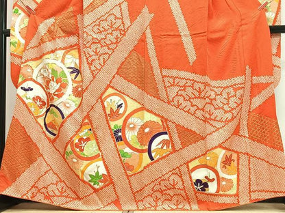 平和屋着物■豪華振袖　駒刺繍　絞り　花丸文　金彩　正絹　逸品　CABJ8027xe
