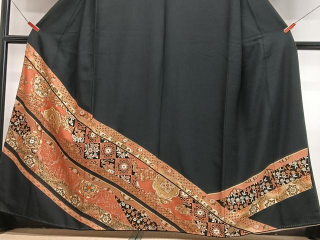 平和屋着物■豪華黒留袖　駒刺繍　吉祥花文　金彩　正絹　逸品　CABJ8028xe