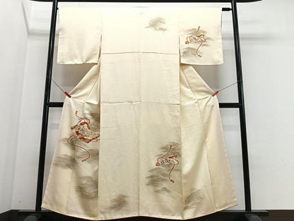 平和屋着物■訪問着　駒刺繍　絵巻立波文　金彩　正絹　逸品　CABJ8029xe