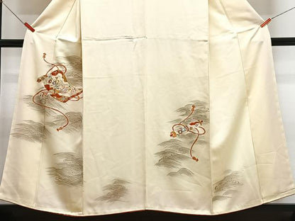 平和屋着物■訪問着　駒刺繍　絵巻立波文　金彩　正絹　逸品　CABJ8029xe