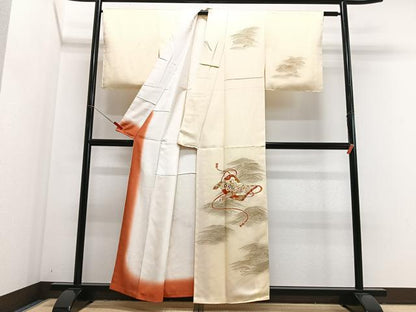 平和屋着物■訪問着　駒刺繍　絵巻立波文　金彩　正絹　逸品　CABJ8029xe