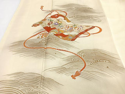 平和屋着物■訪問着　駒刺繍　絵巻立波文　金彩　正絹　逸品　CABJ8029xe
