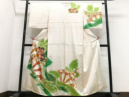 平和屋着物■訪問着　駒刺繍　片輪車花文　暈し染め　金彩　正絹　逸品　CABJ8035xe