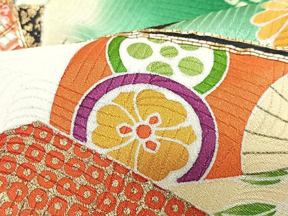 平和屋着物■訪問着　駒刺繍　片輪車花文　暈し染め　金彩　正絹　逸品　CABJ8035xe