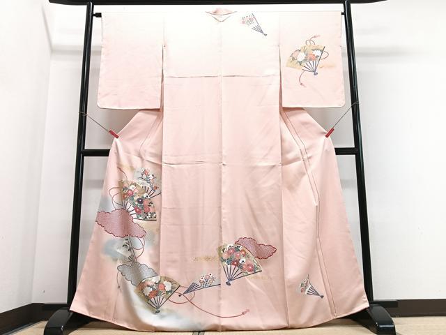 平和屋着物■訪問着　雲取り扇面花文　暈し染め　金彩　正絹　逸品　CABJ8036xe