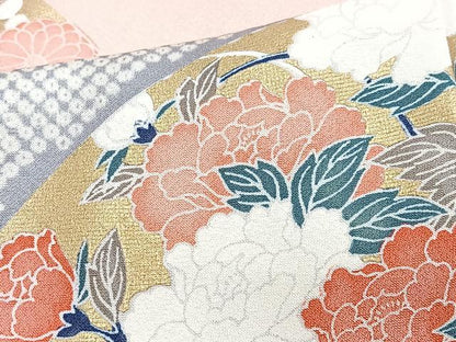 平和屋着物■訪問着　雲取り扇面花文　暈し染め　金彩　正絹　逸品　CABJ8036xe