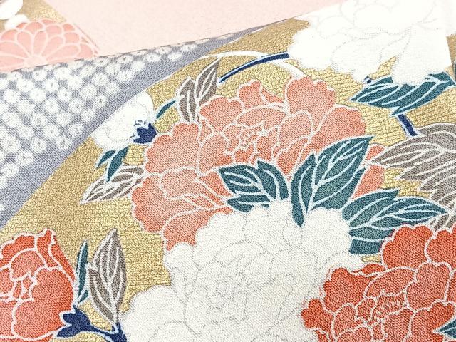 平和屋着物■訪問着　雲取り扇面花文　暈し染め　金彩　正絹　逸品　CABJ8036xe