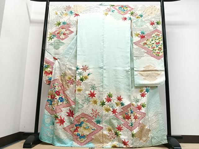 平和屋着物■豪華振袖　駒刺繍　松皮菱花文　暈し染め　金銀彩　正絹　逸品　CABJ8039xe