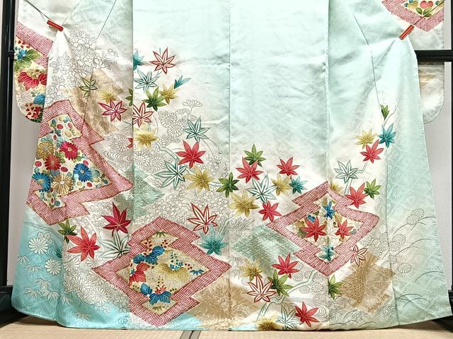 平和屋着物■豪華振袖　駒刺繍　松皮菱花文　暈し染め　金銀彩　正絹　逸品　CABJ8039xe