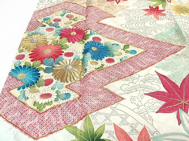 平和屋着物■豪華振袖　駒刺繍　松皮菱花文　暈し染め　金銀彩　正絹　逸品　CABJ8039xe