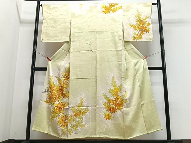 平和屋着物■訪問着　手描き　楓文　暈し染め　金彩　正絹　逸品　CABJ8040xe