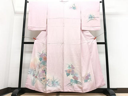 平和屋着物■訪問着　手描き　刺繍　草花文　暈し染め　正絹　逸品　CABJ8041xe