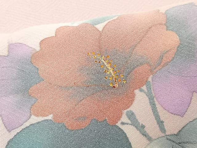 平和屋着物■訪問着　手描き　刺繍　草花文　暈し染め　正絹　逸品　CABJ8041xe
