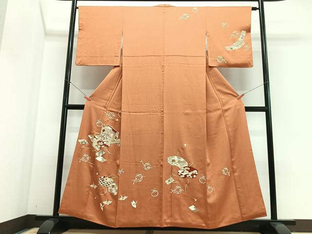 平和屋着物■訪問着　刺繍　文箱花文　金彩　正絹　逸品　CABJ8044xe