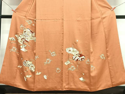 平和屋着物■訪問着　刺繍　文箱花文　金彩　正絹　逸品　CABJ8044xe
