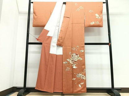 平和屋着物■訪問着　刺繍　文箱花文　金彩　正絹　逸品　CABJ8044xe