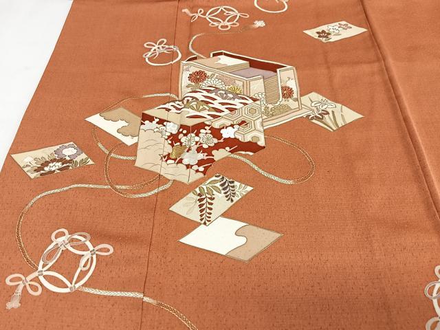 平和屋着物■訪問着　刺繍　文箱花文　金彩　正絹　逸品　CABJ8044xe
