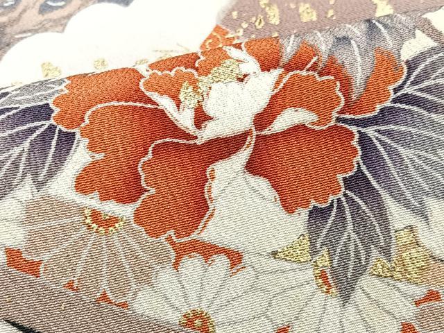 平和屋着物■豪華黒留袖　駒刺繍　飛鶴吉祥花文　金彩　正絹　逸品　CABJ8046xe