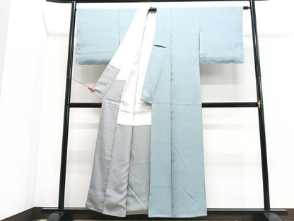 平和屋着物■上質な色無地　霞地紋　湊鼠色　正絹　逸品　CABJ8048xe