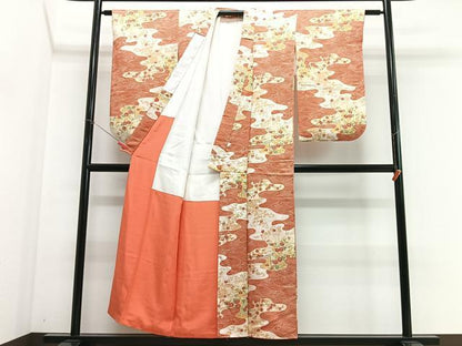 平和屋着物■小振袖　二尺袖　立波草花文　正絹　逸品　CABJ8049xe