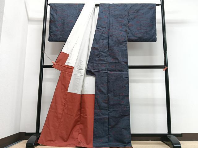 平和屋着物■本場大島紬　7マルキ　幾何学文様　正絹　逸品　CABJ8050xe