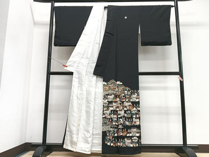 平和屋着物■十日町友禅作家　龍谷　黒留袖　大名行列　金彩　正絹　逸品　CABJ8051xe