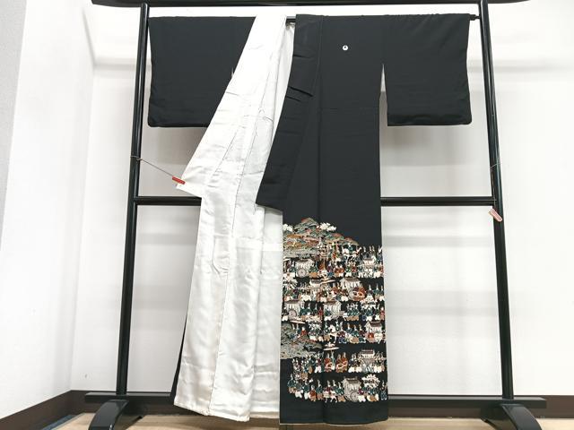 平和屋着物■十日町友禅作家　龍谷　黒留袖　大名行列　金彩　正絹　逸品　CABJ8051xe
