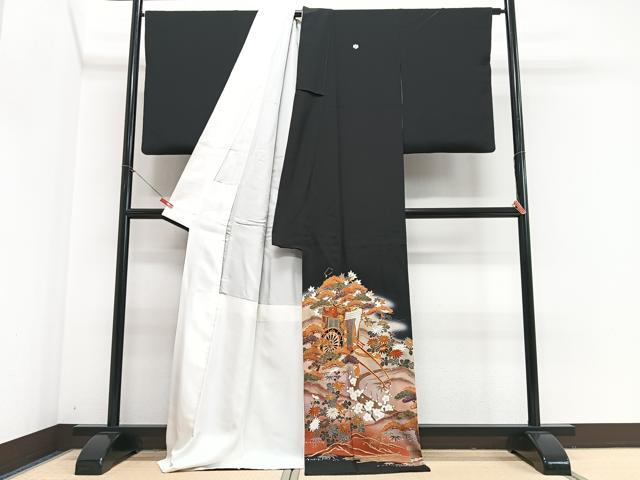 平和屋着物■豪華黒留袖　作家物　駒刺繍　御所車花文　暈し染め　金彩　正絹　逸品　CABJ8053xe