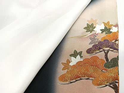 平和屋着物■豪華黒留袖　作家物　駒刺繍　御所車花文　暈し染め　金彩　正絹　逸品　CABJ8053xe