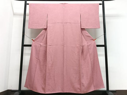 平和屋着物■上質な色無地　舞花地紋　紅梅色　正絹　逸品　CABJ8055xe