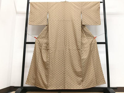 平和屋着物■上質な小紋　麻の葉文様　洗える着物　未使用　CABJ8062xe