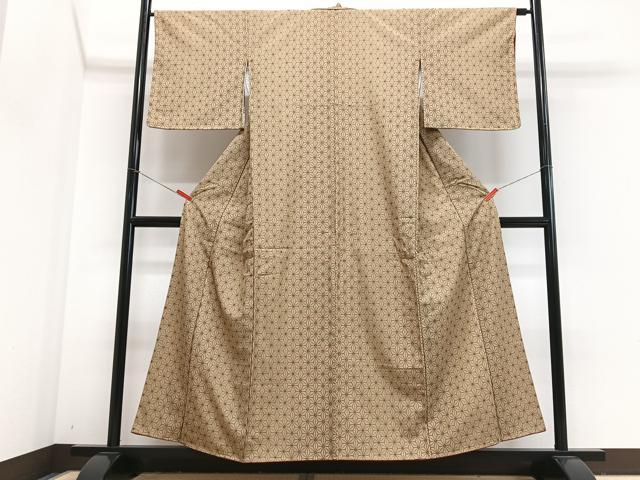 平和屋着物■上質な小紋　麻の葉文様　洗える着物　未使用　CABJ8062xe