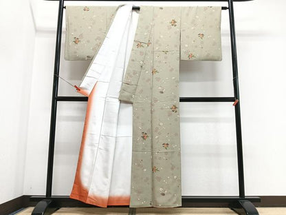 平和屋着物■小紋　舞花文　金彩　洗える着物　CABJ8065xe