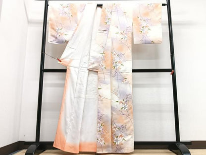 平和屋着物■小紋　枝花文　暈し染め　洗える着物　CABJ8070xe