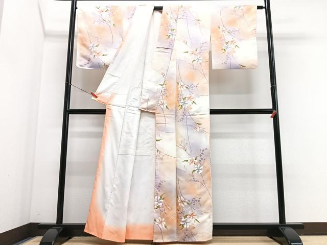 平和屋着物■小紋　枝花文　暈し染め　洗える着物　CABJ8070xe