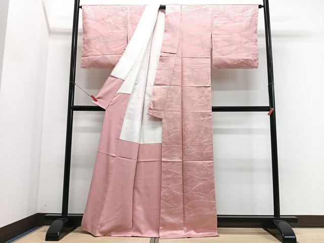 平和屋着物■上質な小紋　立波文　正絹　逸品　未使用　CABJ8071xe