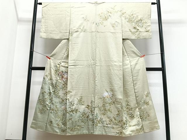 平和屋着物■訪問着　刺繍　草花文　暈し染め　金銀彩　正絹　逸品　CABJ8073xe