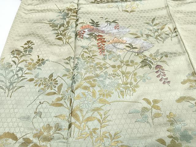 平和屋着物■訪問着　刺繍　草花文　暈し染め　金銀彩　正絹　逸品　CABJ8073xe