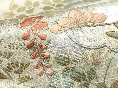 平和屋着物■訪問着　刺繍　草花文　暈し染め　金銀彩　正絹　逸品　CABJ8073xe