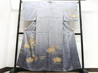 平和屋着物■訪問着　刺繍　地紙草花文　暈し染め　金彩　松坂屋扱い　正絹　逸品　CABJ8074xe