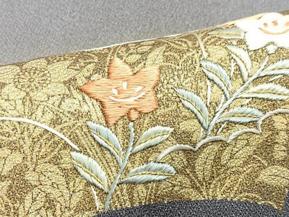 平和屋着物■訪問着　刺繍　地紙草花文　暈し染め　金彩　松坂屋扱い　正絹　逸品　CABJ8074xe